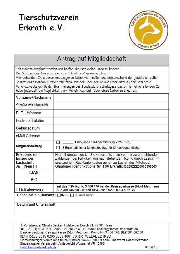 Mitgliedsantrag Erkrath
